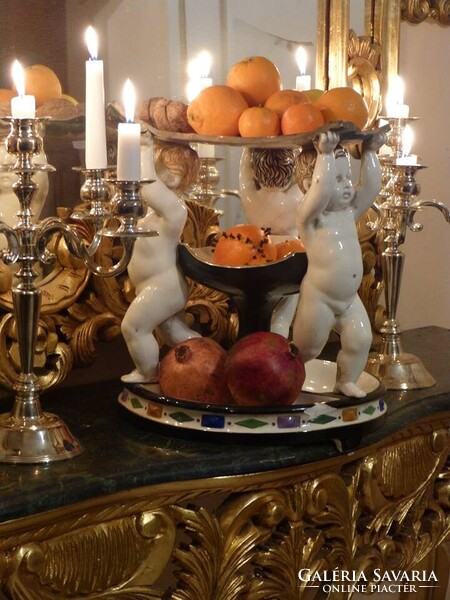 Szecessziós = Jugendstil kínáló, gyümölcstartó. / Bécs - Ausztria,  puttó-angyalka