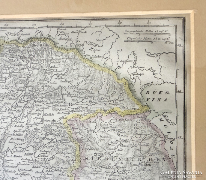 Karacs Ferenc: Magyarország és Erdély térképe (1820) Eredeti színezett rézmetszet