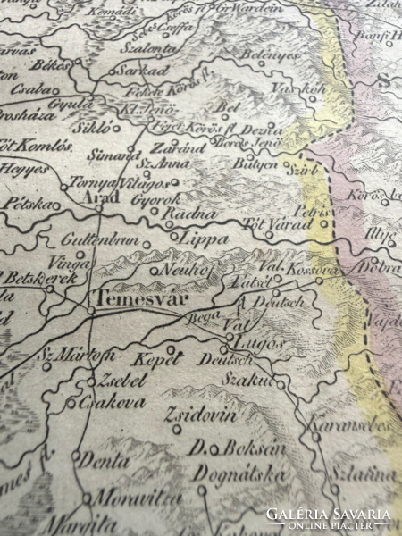 Karacs Ferenc: Magyarország és Erdély térképe (1820) Eredeti színezett rézmetszet