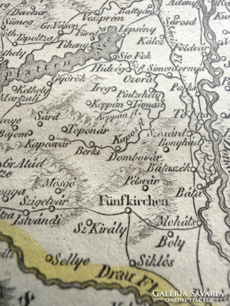 Karacs Ferenc: Magyarország és Erdély térképe (1820) Eredeti színezett rézmetszet