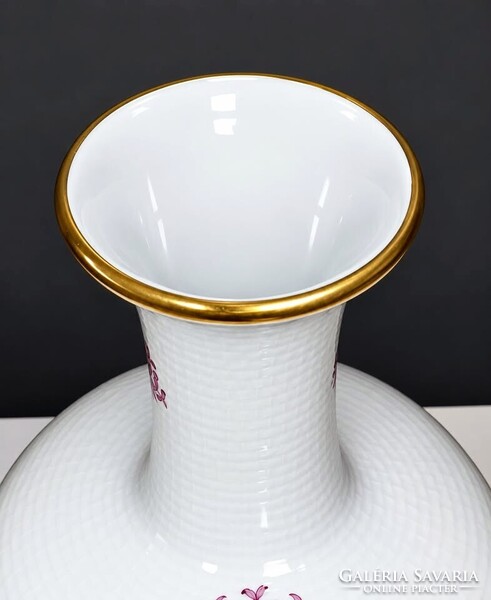 Hibátlan állapotú, nagyméretű Herendi Apponyi purpur váza (27 cm), 1 Ft-ról, nincs minimálár