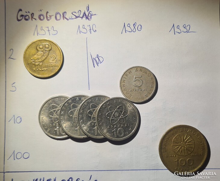 Görög 2,5,10,100 drachma