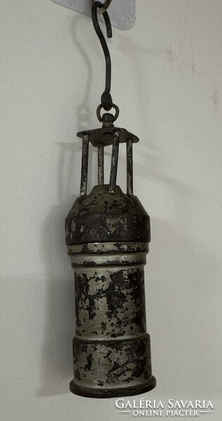 Old Original Hungarian Miner’s Hand Lamp – Steel Construction – with Original Patina
