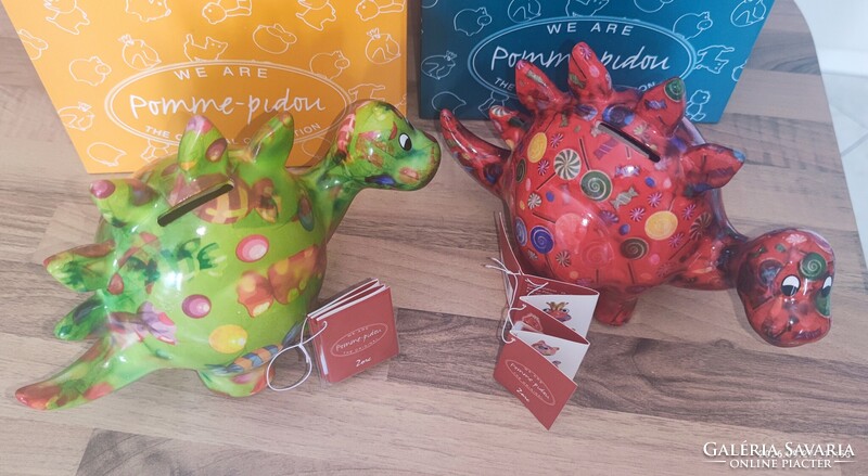 Eredeti Pomme-Pidou persely, vadonatúj,egyedi kerámia, kézzel festett sárkány figurák eladók.