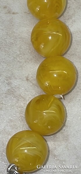 Antique Baltic pressed amber necklace – Re-stringed with new silver clasp! 61.5 g / 22.6 mm