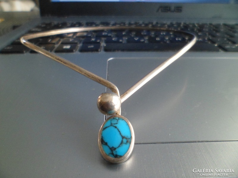 Rigid Silver Necklace / Turquoise