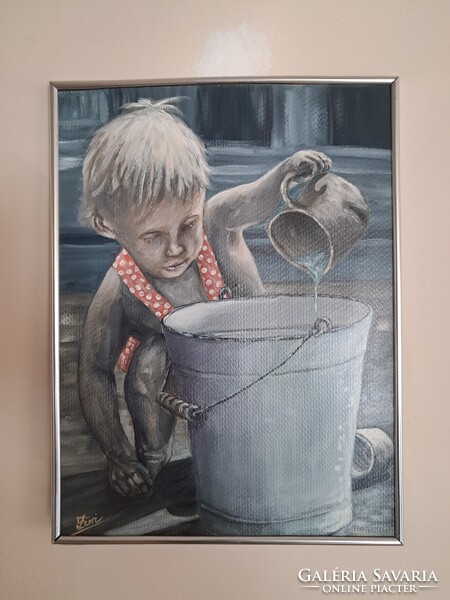The bucket acrylic painting