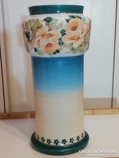 Secessionist painted milk glass vase