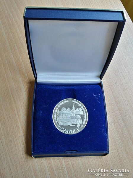 Csávoly Silver Commemorative Medal with Box, 1980. 24.8 g.