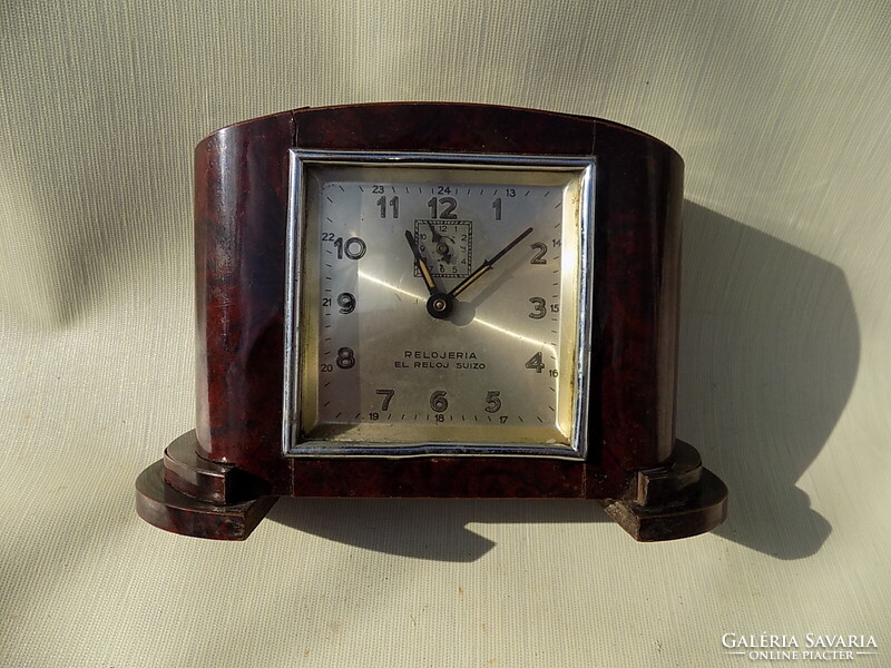 Art Deco Swiss Table Alarm Clock: Relojeria. 1930s-40s. Accurate, working.