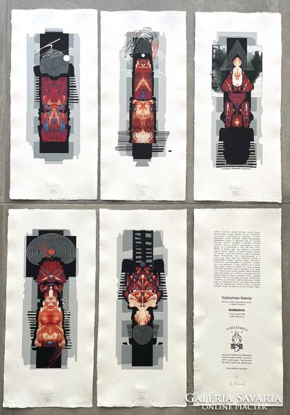 Szyksznian Wanda (1948–): Barbárok – komplett 5 lapos grafikai album, 28/40, szignált, 2016