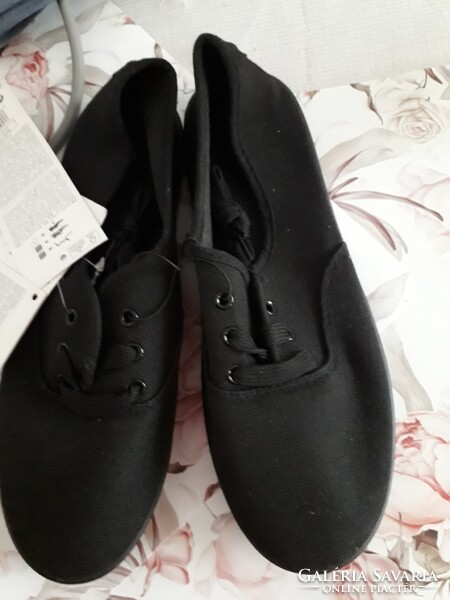 Pepco Black Lace-up Canvas Summer Shoes 39 New with Tag