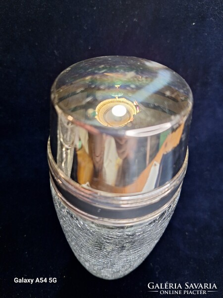 Ritka Mid-Century Alfa Alessi /Italy/ Jégrepesztett üveg barware szett 1950-60-as évekből