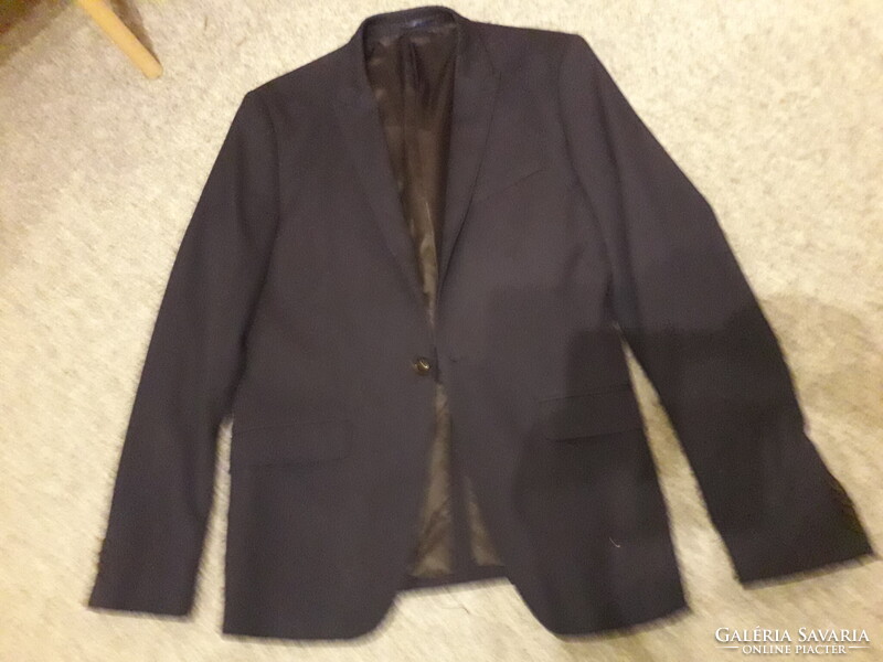 Skinny Fit Black 1-Button Outer and Inner Multiple Pocket Lined Blazer 46 Like New