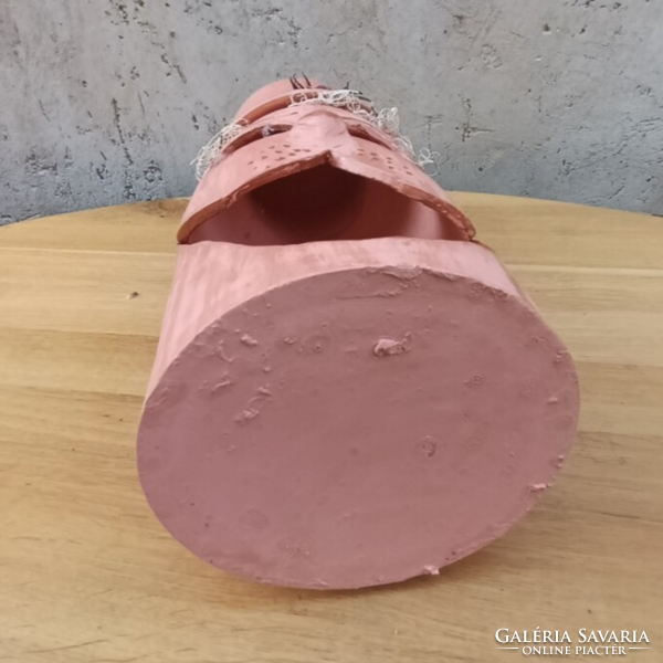 40 cm-es egyedi, kézműves kerámia töklámpás / őszi térplasztika