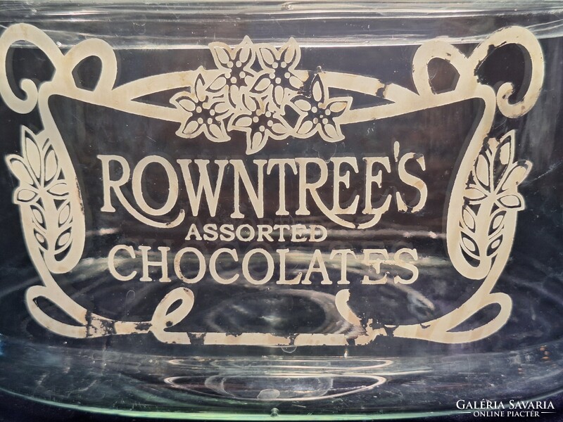 Ritka antik ROWNTREES'S üveg bolti kínáló bonbonier  (1920-1930) hibátlan
