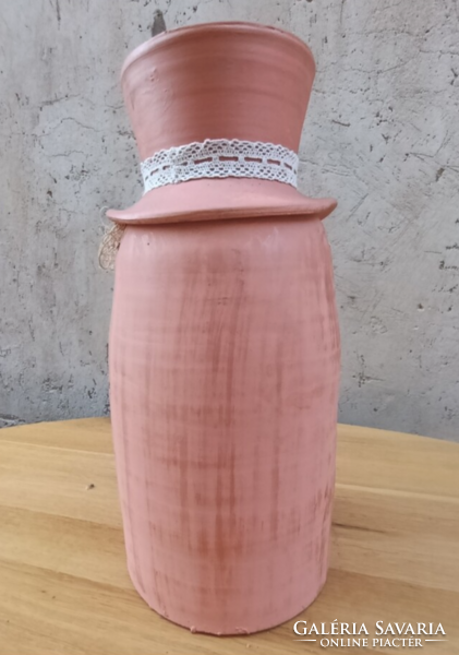 40 cm-es egyedi, kézműves kerámia töklámpás / őszi térplasztika