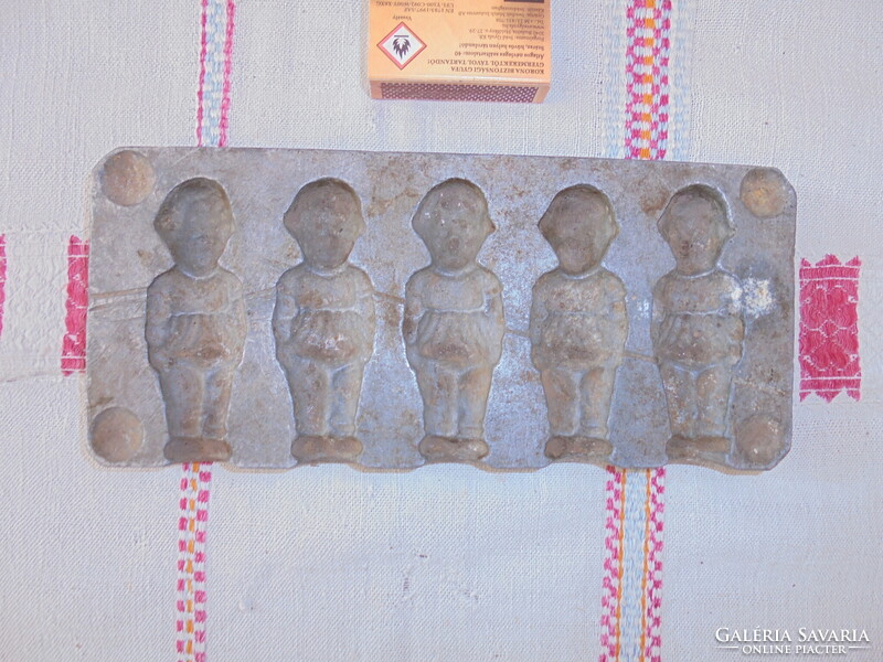 Antique Metal Toy Doll Mould, Template - Five Cell - From a Worker's Estate