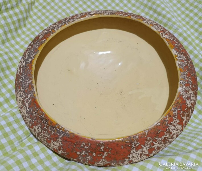 Hollóházi ceramic, flawless, orange blistered glaze, large size table centerpiece.