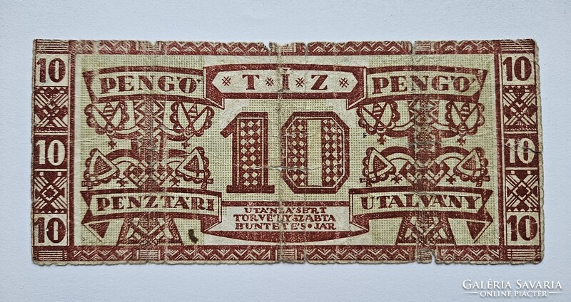 1945. évi Mohács Pengő Pénztári Elismervény VG! Licit!