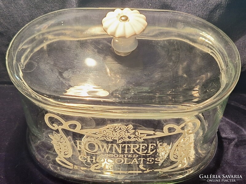 Ritka antik ROWNTREES'S üveg bolti kínáló bonbonier  (1920-1930) hibátlan