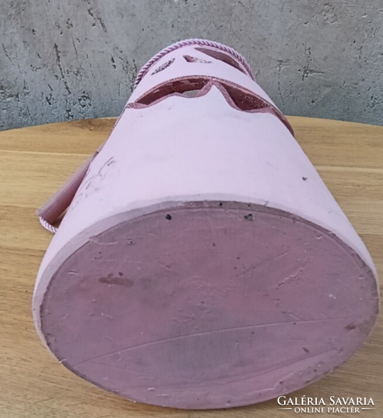 40 cm-es egyedi, hordozható kézműves kerámia töklámpás / őszi lakásplasztika