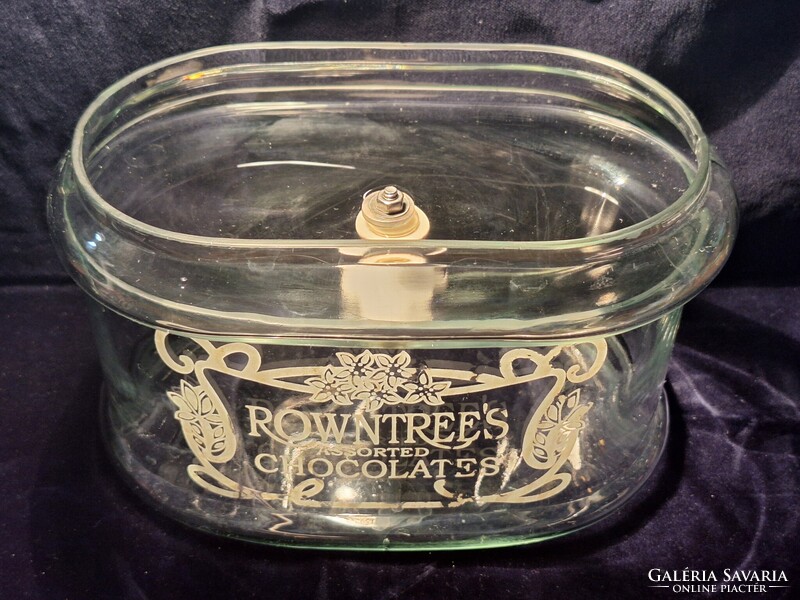 Ritka antik ROWNTREES'S üveg bolti kínáló bonbonier  (1920-1930) hibátlan