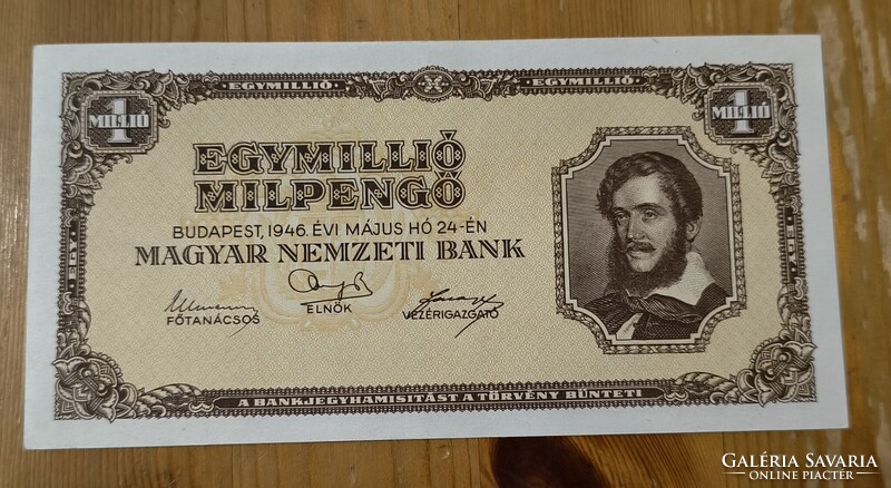 1 Millió Milpengő 1946 – Magyar Nemzeti Bank. Hajtatlan.