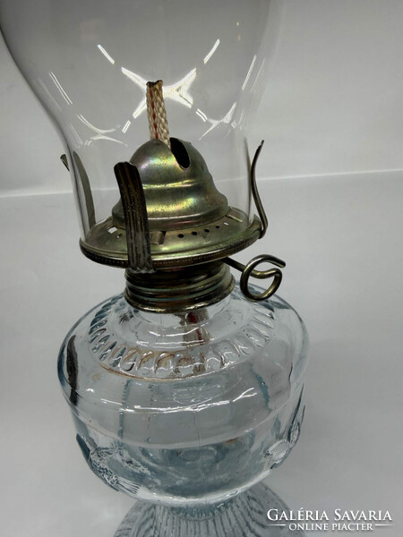 An Qing (安庆) Vintage Petroleum Lamp with Bird Patterned Glass