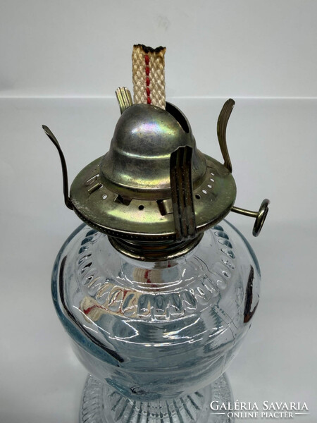 An Qing (安庆) Vintage Petroleum Lamp with Bird Patterned Glass