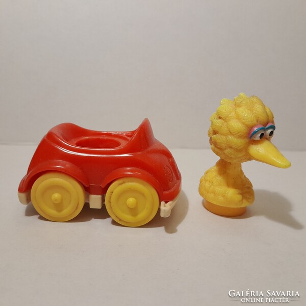 Sesam street- Szezám utca .Tyco játék autó, Big bird sárga nagy madár játék figura.