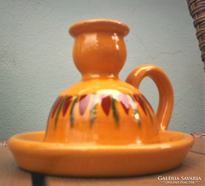 Vintage Pottery BARN, magasfényű sétáló gyertyatartó, ritka