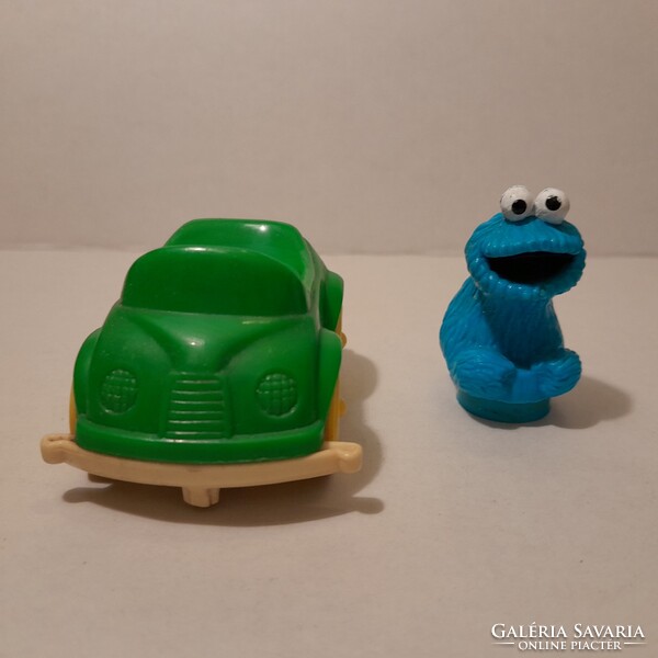 Sesam street- Szezám utca .Tyco játék autó,Cookie Monster kék sütiszörny játék figura.