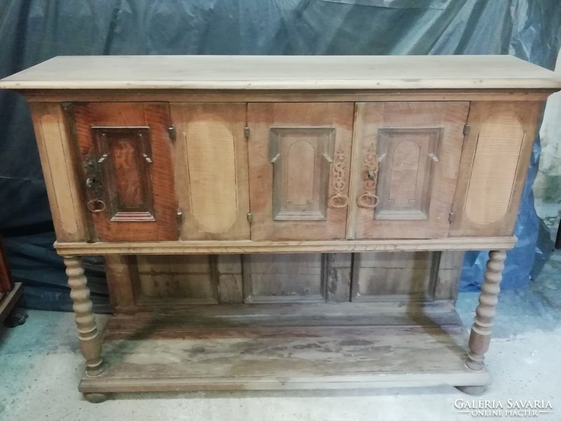 Renaissance Style Small Cabinet, Sideboard, Glass Cupboard