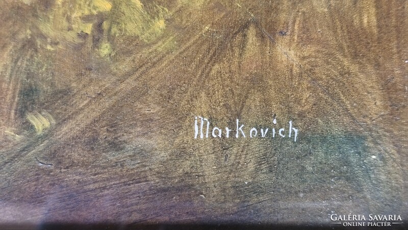 Markovich - Őszi és téli erdei patak - 60x50 olajfestmény pár, kerettel - retro