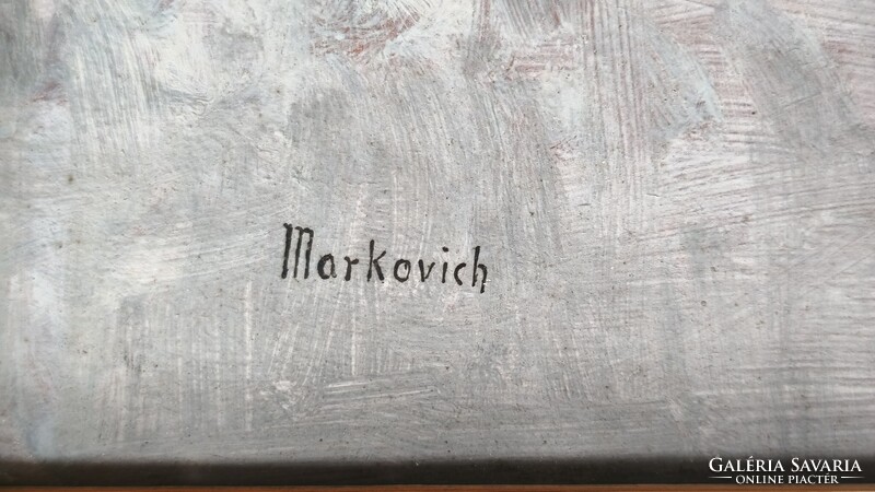 Markovich - Őszi és téli erdei patak - 60x50 olajfestmény pár, kerettel - retro