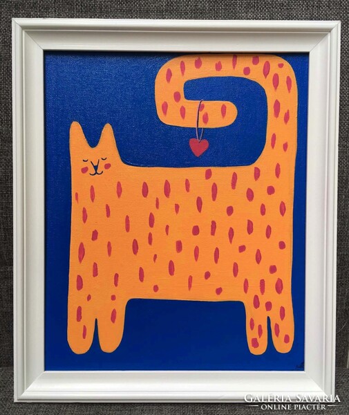 The bearer of happiness titled Modern cat painting