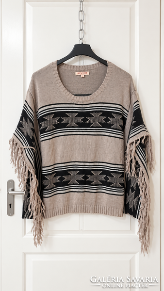 REVIEW etnikus mintás női poncsó pulóver – XS méret