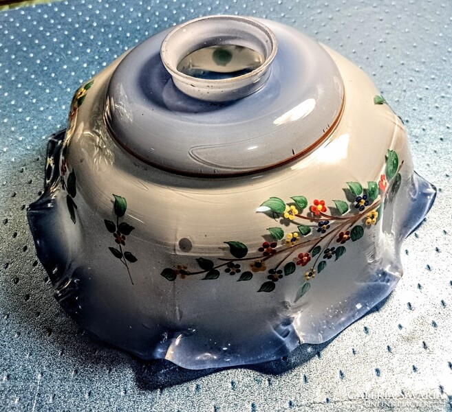 Régi, konyhai festett üveg lámpabúra kb 23 cm