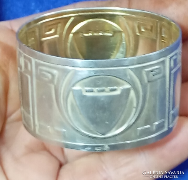 German Silver Napkin Ring, Art Deco, 1920s, Marked, 800 Fine Silver, Embossed Design, 36.24g