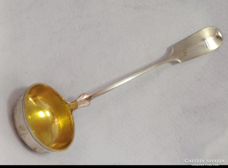 Hollóházi large-sized ladle German 800 fineness, inside gold-plated, 200g 1890-1930