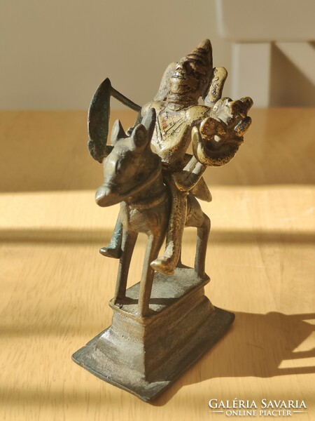 Ancient Mythological Deity Statue on Horseback, circa 1900 - India