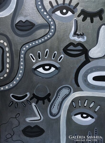 Talking People. Modern Abstract Painting
