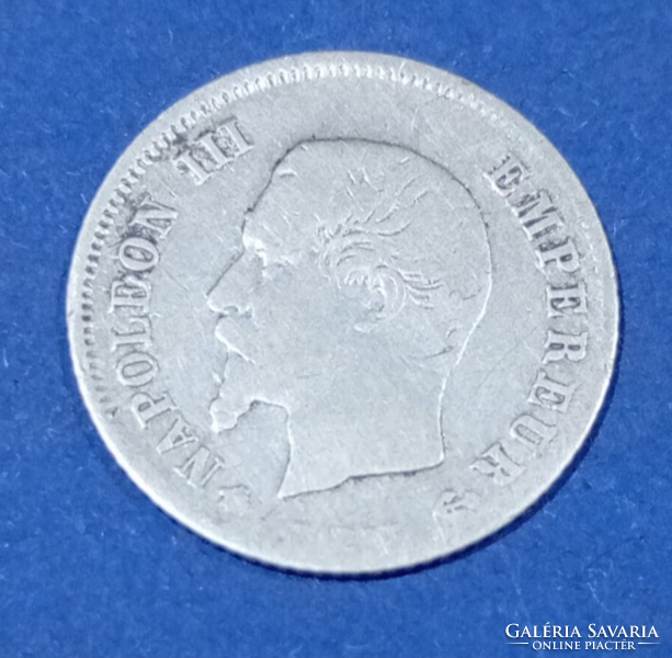 French Napoleon III - 20 Cents Silver, 900 Fine, 1860, Strasbourg