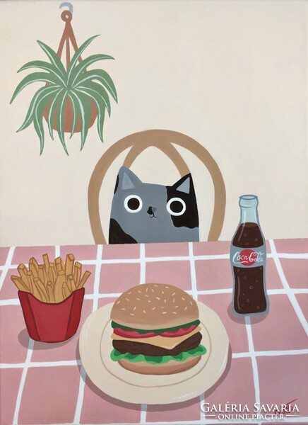 The Gourmet Modern Cat Painting