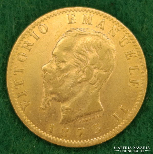 Italy - King Victor Emmanuel II, 900 Fineness Gold 20 Lire, Extra Condition, 1873 Issue