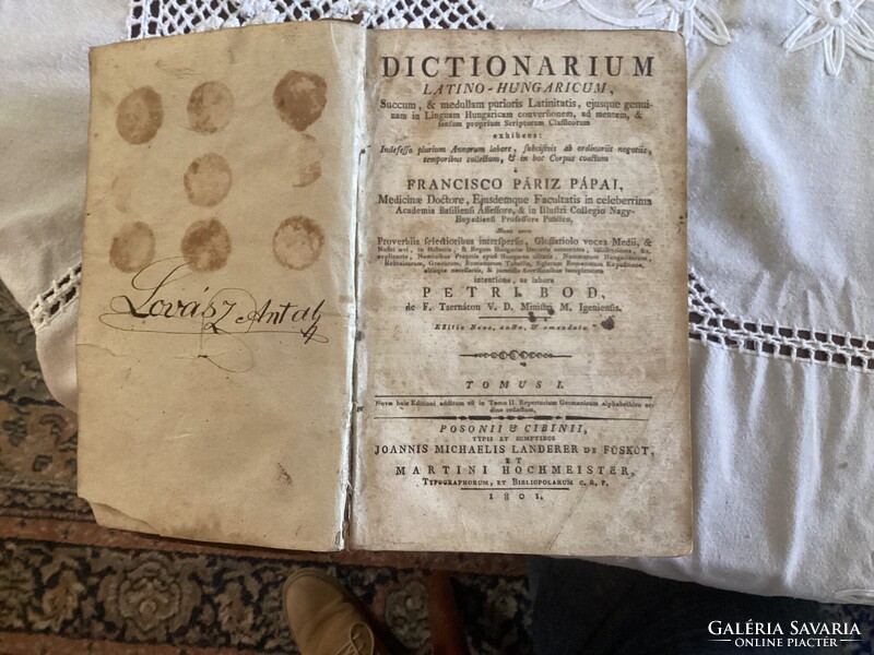 Pápai Páriz Ferenc : Magyar - Latin szótár 1801 .