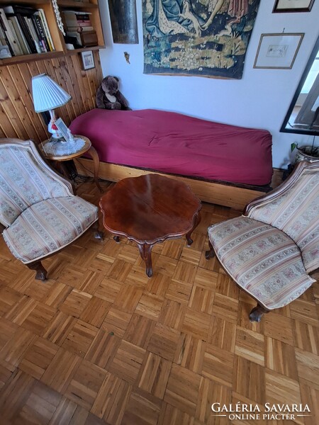 Complete Living Room Set (Table + 2 Armchairs) Antique Neobaroque Style