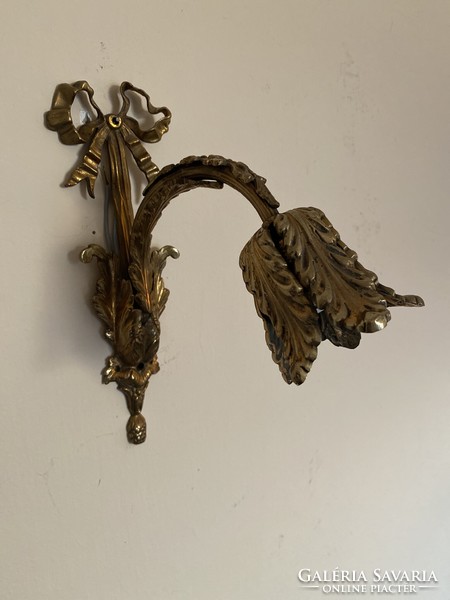Art Nouveau, Fire Gilded Copper Wall Sconce.