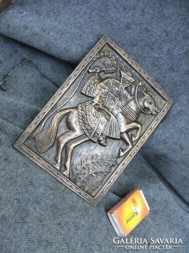 Old Copper Cast Wall Plaque, Folk Motif